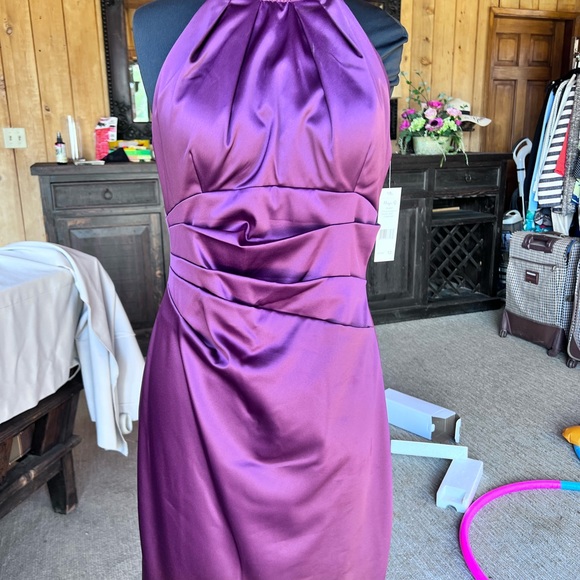 Eliza J Violet Satin Midi Dress - Picture 3 of 7